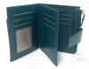 Tri-Fold Teal Blue Wallet, 9 Card Slots, Zippered Coin Pocket, ID Window, Snap Closure