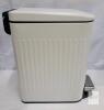 White 8 Gallon Steel Rectangular Pedal Trash Can, 17.5" Tall, Step-On Lid, Stainless Steel Pedal - 2