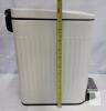 White 8 Gallon Steel Rectangular Pedal Trash Can, 17.5" Tall, Step-On Lid, Stainless Steel Pedal - 3