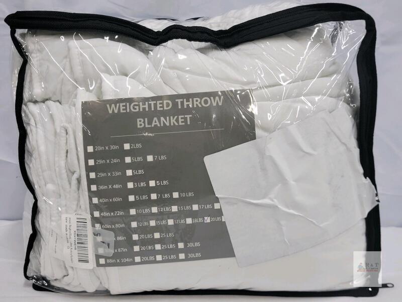 Yescool 20 lb Weighted Throw Blanket, 60"x80", White, Glass Bead Filling
