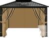 10x10 Ft Gazebo Side Wall Curtains, 4 Panels, Polyester, Beige, Hook Fasteners, Universal Fit