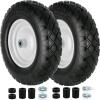 4.80/4.00-8 Flat-Free Wheelbarrow Wheels, 14.5" x 3.2", Steel Rim, Fits 5/8" & 3/4" Axles (Pair)