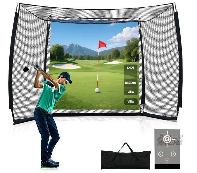 Fanison Golf Hitting Net with Impact Screen, 10.6' x 8.4', 6-PLY Netting & Fiberglass Frame