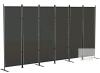 LA 6 Panel Room Divider, 133"x72", Grey, Polyester Fabric, Steel Frame, Foldable, Portable