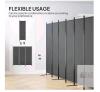LA 6 Panel Room Divider, 133"x72", Grey, Polyester Fabric, Steel Frame, Foldable, Portable - 2