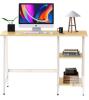 SHW Ivy 43-Inch Office Desk, Oak Finish, 2 Open Shelves, Engineered Wood, Metal Frame - 3