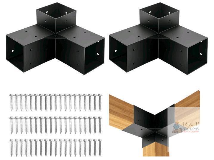 Colinktool 3-Way 4x4 Pergola Corner Bracket Kit, Fits Standard Wood Beams, 2-Pack With Screws