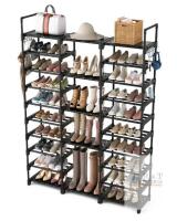 VTRIN Upgrade 10-Tier Shoe Rack, 50"x12"x68.5", Holds up to 50 Pairs, Black, Hooks, Metal Frame