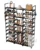 VTRIN Upgrade 10-Tier Shoe Rack, 50"x12"x68.5", Holds up to 50 Pairs, Black, Hooks, Metal Frame