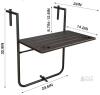 Adjustable Folding Balcony Railing Table, 24"x14", Cup Holders, Outdoor/Indoor, Serial X004WQ8NIP - 2
