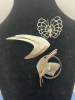 Three Sterling Bond Boyd Brooches Butterfly Art Deco Nuevous - 4