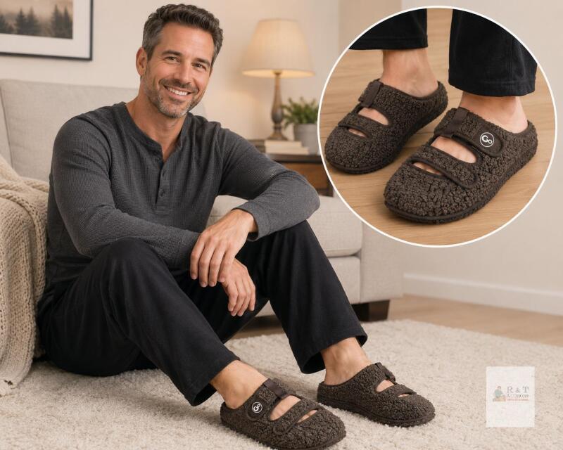 New Size EU 44/45 Men&rsquo;s Closed-Toe Slippers Coffee Color EU 44/45 Rubber Sole Slip-On WMT01S-Coffee-44-45