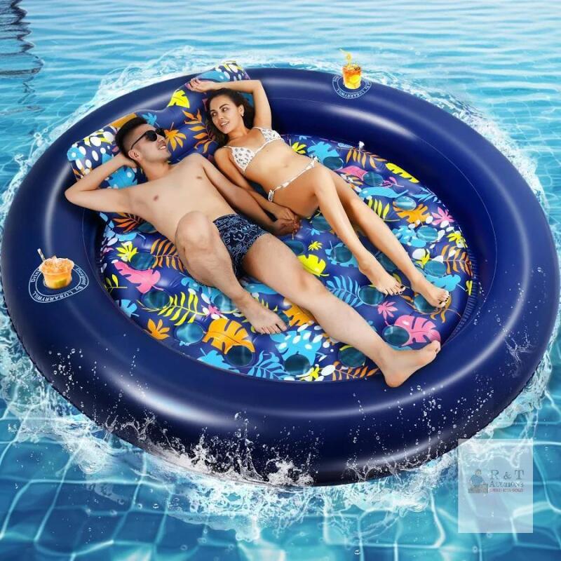 New Double Adults Inflatable Pool Floats Mat, LUSARRYWILL 80"X80" Tanning Lounger, Sunbathing Floating Bed, Swimming Toys for Outdoor, Party, Pool, Lake, Beach, XXL Siz