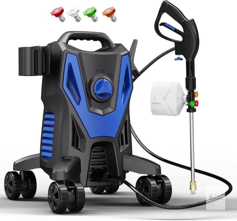 New Pressure Washer with 4 Quick Connect Nozzles, Blue