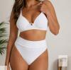 White Ribbed Bikini, Size Large, 2-Piece Set, Padded Adjustable Top,