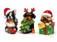 New in box 3.25" tall Christmas Puppy Figurines Set
