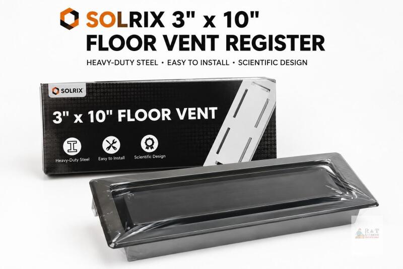 NEW SOLRIX 3" x 10" Heavy-Duty Steel Floor Vent Register