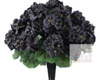 NEW 6-Pc Black Artificial Geranium Flower Bundles, Faux Silk Indoor/Outdoor D&eacute;cor