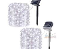 New 2-Pack Solar Fairy String Lights &ndash; 66 ft Total, 200 White LEDs, 8 Modes, Outdoor Waterproof