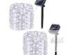 New 2-Pack Solar Fairy String Lights &ndash; 66 ft Total, 200 White LEDs, 8 Modes, Outdoor Waterproof