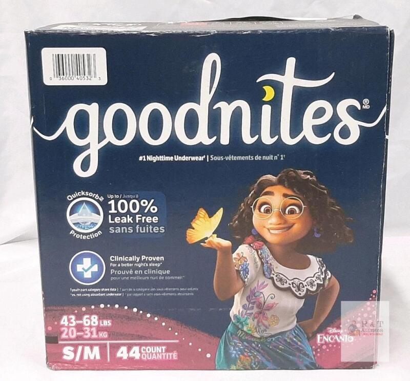 Goodnites Nighttime Underwear Girls S/M 44ct, 43&ndash;68 lbs, Disney Encanto, Leak & Odor Protection