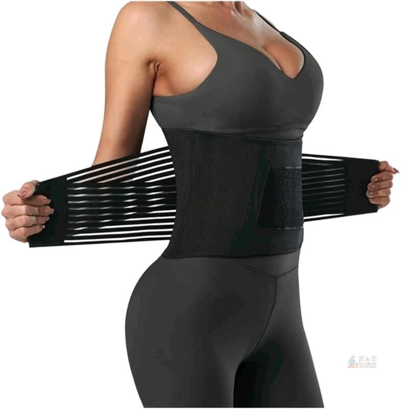 New Size LG Unisex Letsfit LF-IA01-M-BK Adjustable Waist Trainer Black Back Support Belt