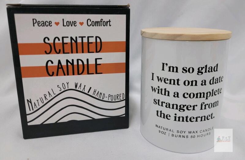 Humorous 9oz Soy Wax Scented Candle with Wooden Lid, 50hr Burn,