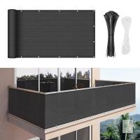 Duerer Balcony Privacy Screen, Black, 10 ft x 2.5 ft, HDPE Material, Includes Cable Ties and Rope