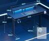 HLDIRECT 47-inch Gaming Desk with LED Lights, Carbon Fiber Surface, Riser Shelf, and Accessories - 2