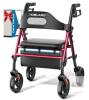 HOMLAND R2 Rollator Walker, Carbon Steel Frame, 350 lb Capacity, Adjustable Seat & Handle Heights
