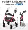 HOMLAND R2 Rollator Walker, Carbon Steel Frame, 350 lb Capacity, Adjustable Seat & Handle Heights - 2