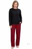 New XL Pajamas Set, Cotton Long Sleeve Crew Neck Top w Buffalo Plaid Pants