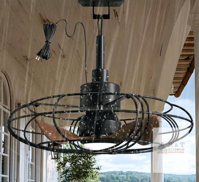 Nacatin 20.5" Outdoor Ceiling Fan w/ Dimmable LED, 3 Blades, Remote, Black, Weatherproof
