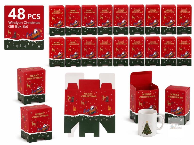 NEW Windyun 48-Pc Christmas Tumbler/Jar Gift Box Set &ndash; Merry Christmas Designs -