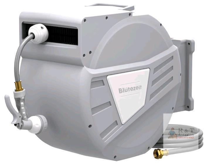 Bl&uuml;tezeit HR-30M-HY-G6 100ft Wall-Mounted Automatic Retractable Garden Hose Reel, 7-Pattern Nozzle