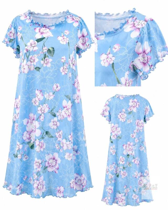 NEW Size Small Hotolove Women&rsquo;s Sleeveless Floral Nightgown, Blue/Pink, &ndash; Lace Trim Pleated Scoop Neck