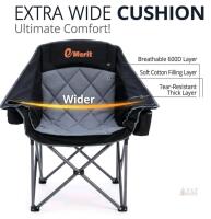 eMerit Extra Wide Folding Camping Chair 500 lb Capacity, 37.5&rdquo; Seat, Carry Bag, Black/Gray