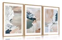 Framed Abstract Wall Art Set &ndash; 3 Panels, 16x24 Inches Each, Neutral Earth Tones