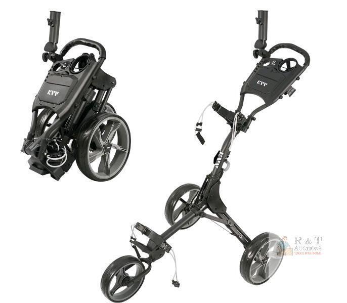 KVV GL307 Ultra Light 3-Wheel Golf Push Cart, Aluminum Frame, Compact Fold, Charcoal