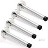 6" Stainless Steel Wall-Mounted Door Stopper Set with Black Rubber Tips, 4 Pack