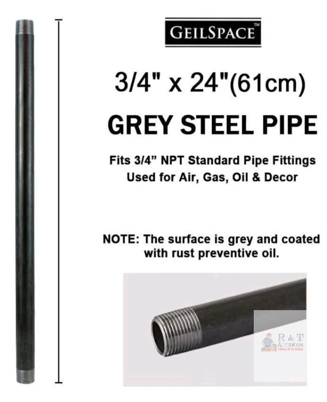 Set of 6 GeilSpace 3/4" x 24" Grey Steel Pipes, Threaded NPT Ends, Schedule 40, Rust Resistant