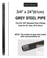 Set of 6 GeilSpace 3/4" x 24" Grey Steel Pipes, Threaded NPT Ends, Schedule 40, Rust Resistant