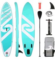 10' Inflatable Stand-Up Paddle Board SUP-LJ305G, Aqua, Pump, Paddle, Backpack, 3 Fins- Used Once , Untested - Complete- 48 hour return if found with any inflating issues