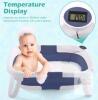 Foldable Baby Bath Tub Set, Temperature Display, Bath Cushion, Ear Cap, Blue/White, Box Included - 3
