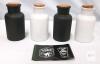 POVGLYY Halloween Apothecary Bottles Set, 4 Glass Bottles, 8oz, Black & White with Corks
