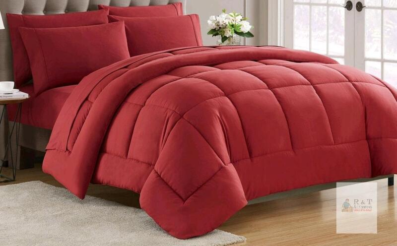 Solid Red Comforter Set with Quilted Pattern, Includes Comforter and 2 Pillow Shams As New , No Packaging . 88"&times;88" - 7pc. Set