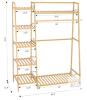 Freestanding Bamboo Clothes Rack 43"x15.8"x55.2" with Multi-Tier Shelves, Hanging Rod - 2