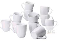 Set of 12 White Ceramic Coffee Mugs, 12 oz Capacity, Dishwasher & Microwave Safe