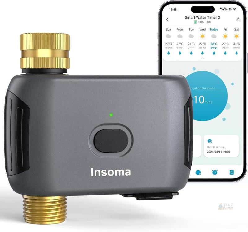 New Insoma WiFi Water Timer for Garden Hose, Smart Sprinkler Timer, APP Remote Control WiFi Hose Timers, Voice Control with Alexa, Rain Delay and Manual Mode