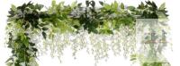 Artificial Wisteria Garland &ndash; White Flowers, 6.6 ft Silk Vine, 9" Flower Strands, Indoor/Outdoor Decor